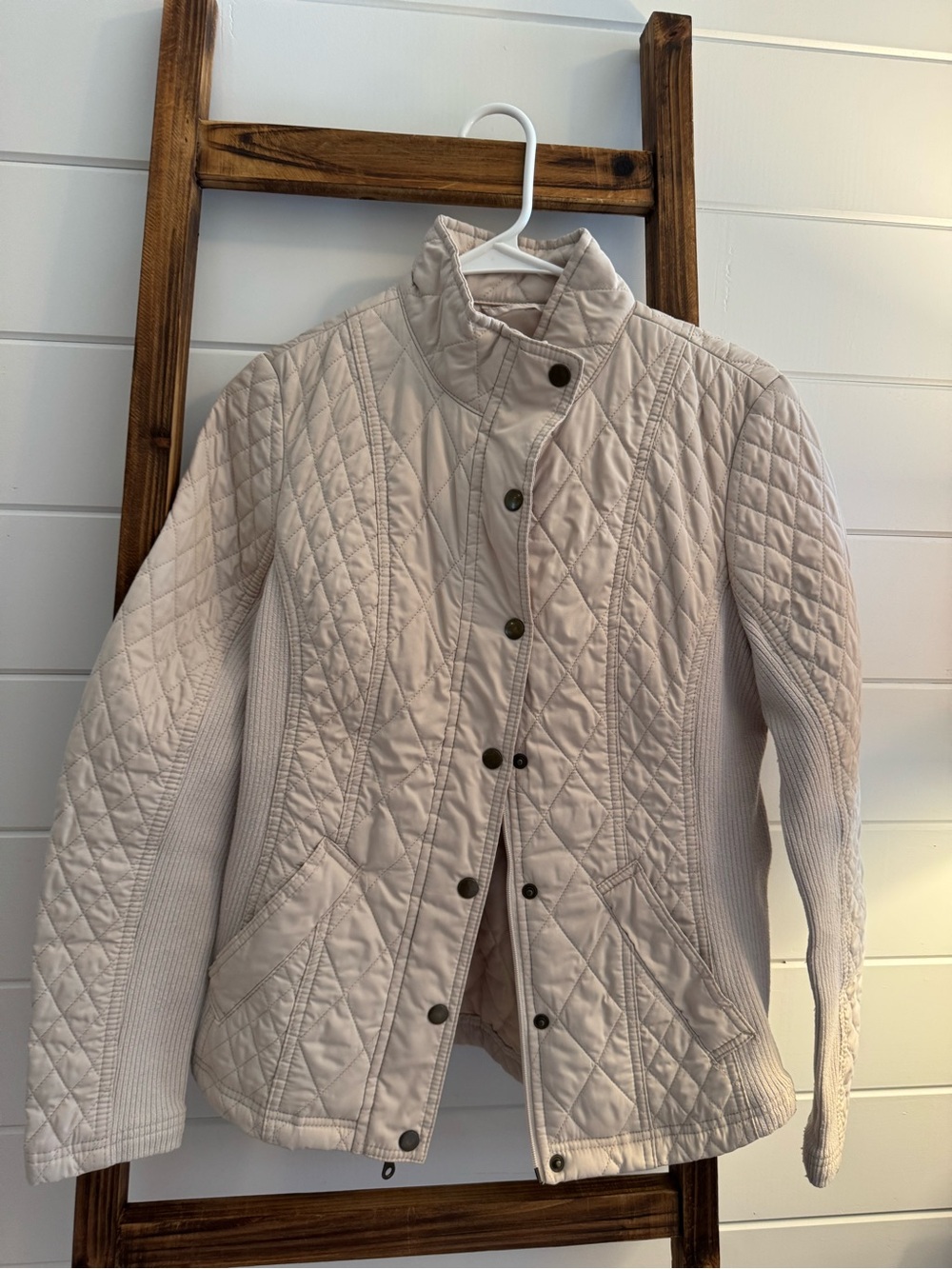 Merona Light Beige Quilted Snap-Front Jacket